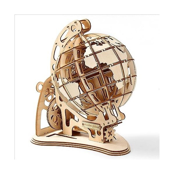 ACROPAQ - Globe Puzzle 3D - Kit de Maquette Bois 3D - Pas Besoin de Colle - Puzzle Adulte 3D Bois - Mecapuzzle - Puzzle 3D en