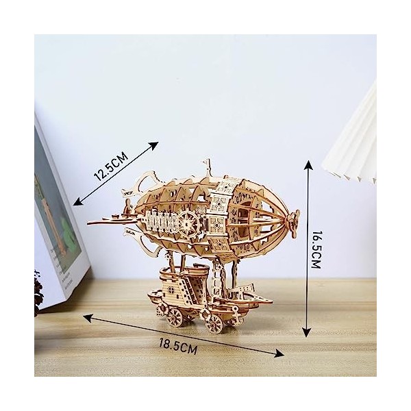 Cuteefun Puzzle 3D Dirigeable en Bois 3D, Kit de Construction en Bois pour Adultes, Faites Votre Propre Ensemble de Travail d