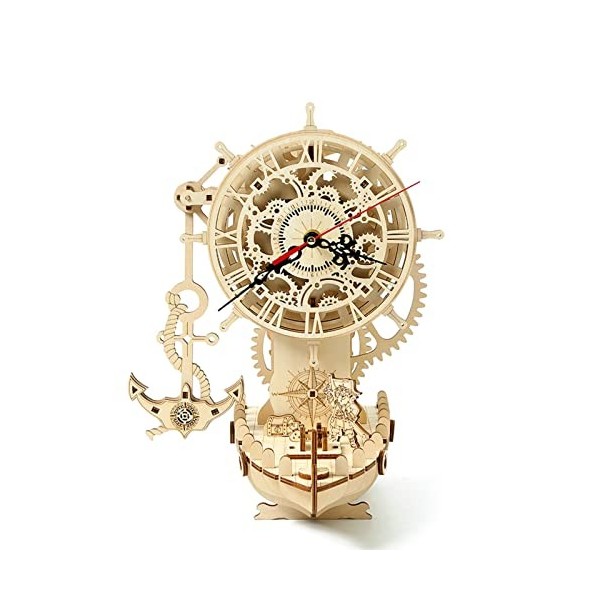 Cuteefun Maquette en Bois a Construire pour Adulte, Puzzle 3D Horloge Hibou Trousse à Crayons Puzzle en Bois en 3D à Monter, 