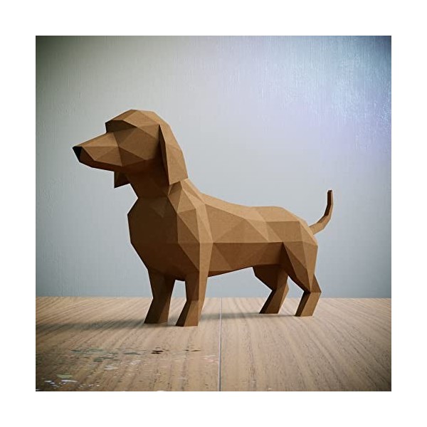 Teckel,Yona DIY Papercraft kit, Chien de papier, Décoration，Décoration dintérieur, trophée de papier, cadeau,Origami 3D, bri