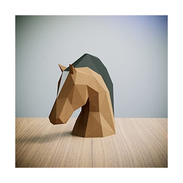 Tête de cheval,Yona DIY Papercraft kit, Cheval de papier, Décoration，Décoration dintérieur, trophée de papier, cadeau, Origa