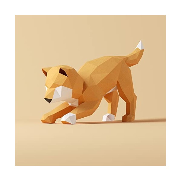 Shiba INU Rouge，Yona DIY Papercraft kit, Chien de papier, Décoration，Décoration dintérieur, trophée de papier, cadeau, Origa