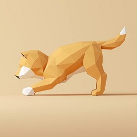 Shiba INU Rouge，Yona DIY Papercraft kit, Chien de papier, Décoration，Décoration dintérieur, trophée de papier, cadeau, Origa