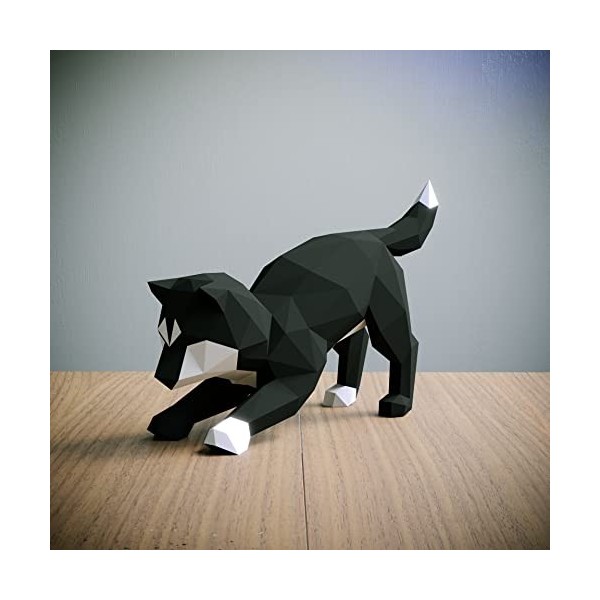 Shiba INU Noir，Yona DIY Papercraft kit, Chien de papier, Décoration，Décoration dintérieur, trophée de papier, cadeau, Origam