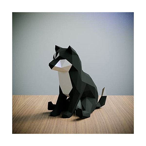 Shiba INU Noir，Yona DIY Papercraft kit, Chien de papier, Décoration，Décoration dintérieur, trophée de papier, cadeau, Origam