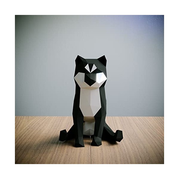 Shiba INU Noir，Yona DIY Papercraft kit, Chien de papier, Décoration，Décoration dintérieur, trophée de papier, cadeau, Origam