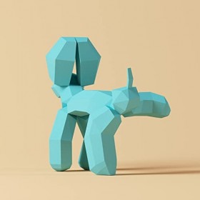 Yona DIY, Chien ballon Papercraft kit, Balloon Dog de papier, Décoration，Décoration dintérieur, trophée de papier, cadeau, O