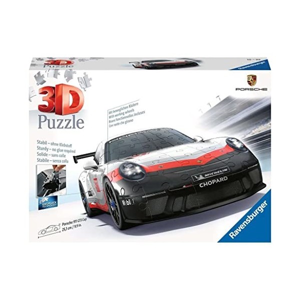 Ravensburger - Puzzle 3D Véhicules - Porsche 911 GT3 Cup - A partir de 8 ans - 108 pièces numérotées à assembler sans colle -