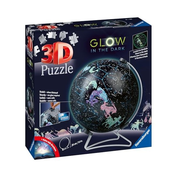 Ravensburger - Puzzle 3D Ball éducatif - Globe phosphorescent 180 p - La carte du ciel étoilé - A partir de 6 ans - 180 pièce