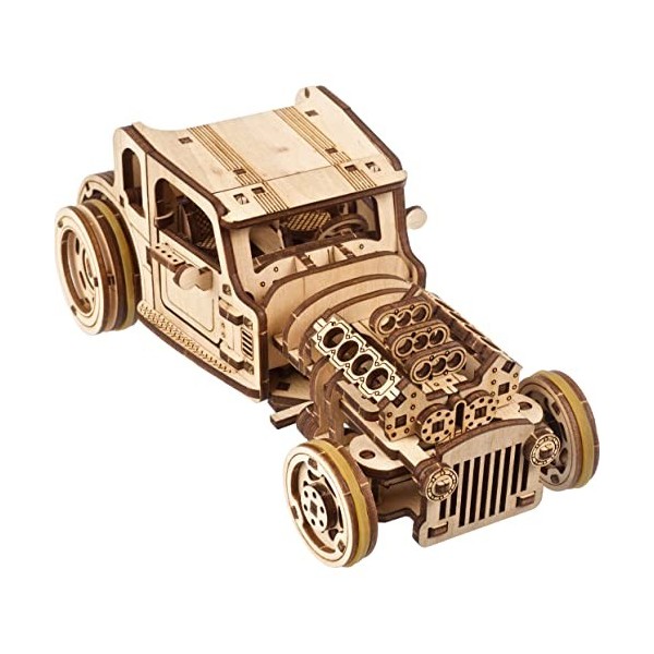 Ugears Souris Furieuse Hot Rod - Maquette en Bois à Construire Voiture pour Adultes - Maquette Voiture à Construire - Puzzle 