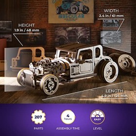 Ugears Souris Furieuse Hot Rod - Maquette en Bois à Construire Voiture pour Adultes - Maquette Voiture à Construire - Puzzle 