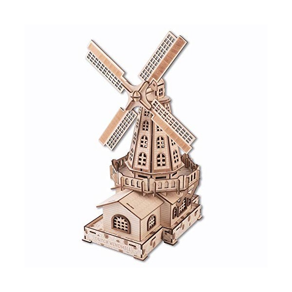 GuDoQi Puzzle 3D Bois, Kits de Maquette de Moulin à Vent hollandais, Construction Bois Adulte, Fabriquer Votre Propre Kit de 