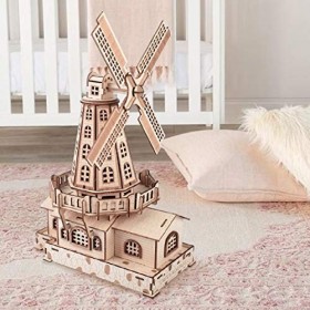 GuDoQi Puzzle 3D Bois, Kits de Maquette de Moulin à Vent hollandais, Construction Bois Adulte, Fabriquer Votre Propre Kit de 