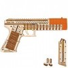 Wood Trick Defenders Gun 3D Puzzles en Bois pour Adultes et Enfants à Construire - Tire jusquà 4 mètres - 2 Chargeurs - Kits