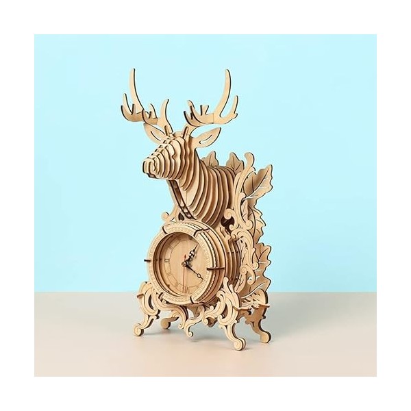 BaronHong Puzzle en bois 3D avec tête de cerf, puzzle en bois 3D, modèle de construction, décoration de maison, puzzle de bri