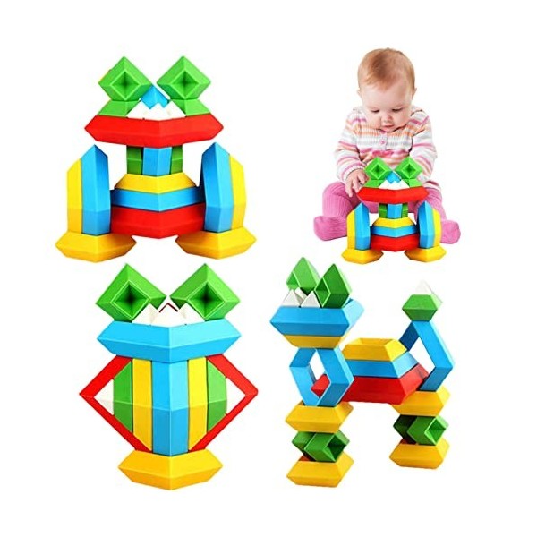 Tioheam PyramiBlocs Jouets,Construction Pyrami- Rubanta Puzzle Assemblage Jouets Puzzle Blocs Blocs Empilables Éducatifs pour