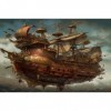 Puzzle Adulte 1000 Pièces, Puzzle 3D, Un Bateau Pirate Galion Espagnol Steampunk Puzzle en Bois 75X50Cm