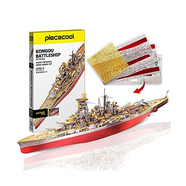 Piececool Kit de modélisme en métal 3D – Kongou Battleship DIY Puzzle 3D en métal