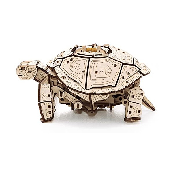 EWA Eco-Wood-Art Tortue 3D mécanique en Bois-Puzzle pour Adultes et Adolescents-Assemblage sans colle-269 pièces, Turtle, Nat