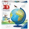 Ravensburger Puzzle 3D Globe, âge recommandé à partir de 6 Ans, 180 pièces, diamètre 20 cm