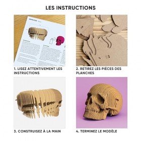 CARTONIC - Skull : Un Voyage captivant dassemblage et de créativité - Puzzle 3D en Carton - Le Carton se transforme en Une F