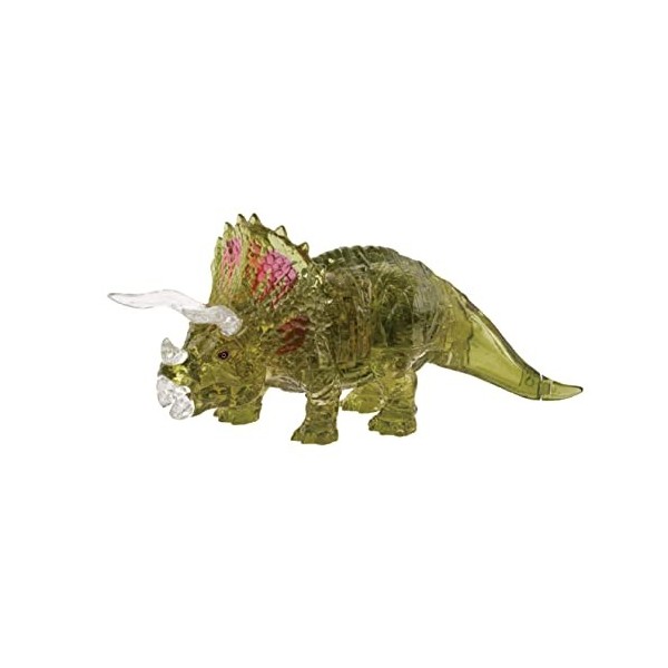 HCM Kinzel 59204 Puzzle 3D Crystal Triceratops avec nid et œufs à emboîter, pour Adultes et Enfants, 61 pièces, Vert, Transpa