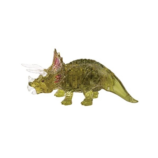 HCM Kinzel 59204 Puzzle 3D Crystal Triceratops avec nid et œufs à emboîter, pour Adultes et Enfants, 61 pièces, Vert, Transpa
