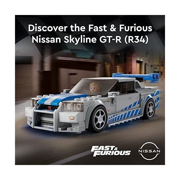 LEGO Speed Champions 2 Fast 2 Furious Nissan Skyline GT-R R34 76917 Kit de Construction de Voiture de Course à Collectionne