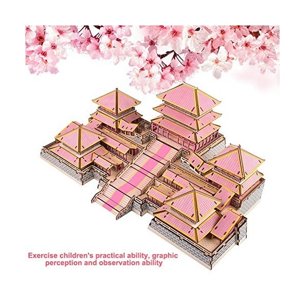 3D en Bois Maison Chinoise Puzzle, kit de Montage Woodcraft Bricolage Kit de Constructeur de Construction en Bois pour Enfant