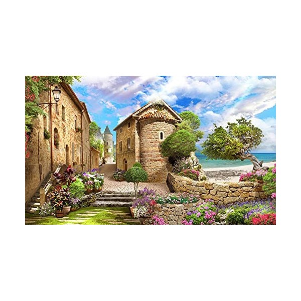 YANCONG Puzzle en Bois Adulte 1000 Pièces, Puzzle 3D,Ville Romantique De Provence Cadeaux De Décoration À La Maison 75X50Cm