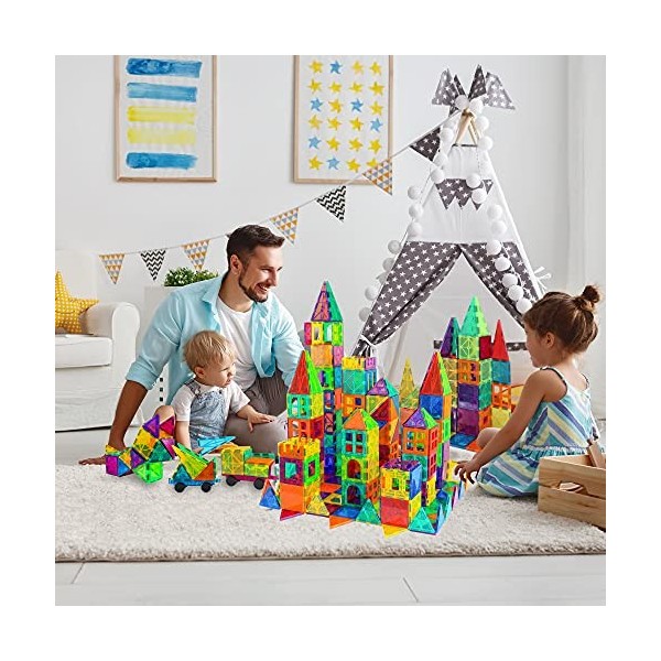 Bmag Carreaux magnétiques, 100 blocs de construction magnétiques pour enfants, ensemble de construction empilable pour garçon