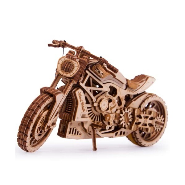 Wood Trick Moto avec Moteur à élastique jusquà 4,8 m - Kits de modèles mécaniques pour Adultes - Puzzles en Bois 3D pour Adu