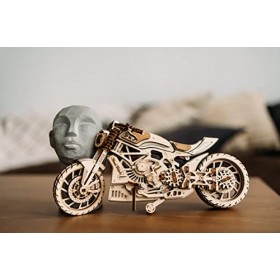 Wood Trick Moto avec Moteur à élastique jusquà 4,8 m - Kits de modèles mécaniques pour Adultes - Puzzles en Bois 3D pour Adu