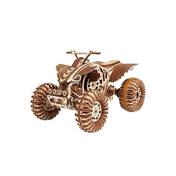 Wood Trick Cross Quad Bike Puzzle en Bois 3D à Construire pour Adultes et Enfants - Parcourt jusquà 9 m - Kits de Modèles de