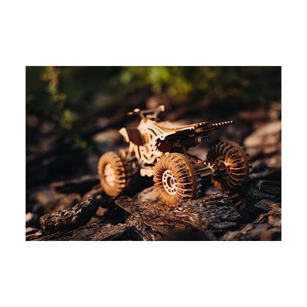 Wood Trick Cross Quad Bike Puzzle en Bois 3D à Construire pour Adultes et Enfants - Parcourt jusquà 9 m - Kits de Modèles de