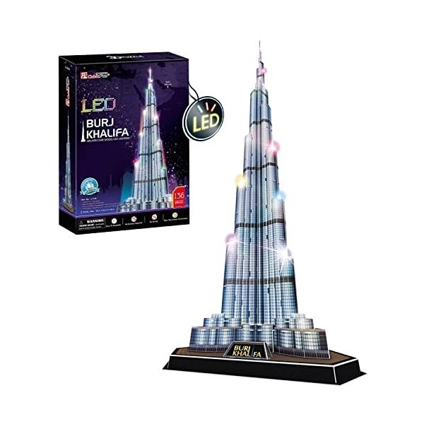 Puzzle 3D - Burj Khalifa LED | Maquette A Construire | Puzzle 3D Adulte Et Puzzle 3D Enfant | Puzzle Enfant 8 Ans | Maquette 