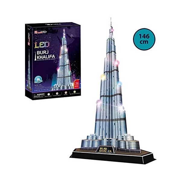 Puzzle 3D - Burj Khalifa LED | Maquette A Construire | Puzzle 3D Adulte Et Puzzle 3D Enfant | Puzzle Enfant 8 Ans | Maquette 