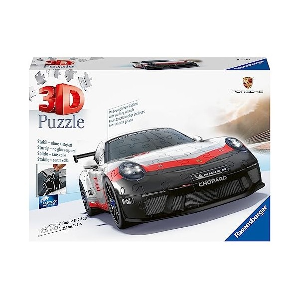 Ravensburger - Puzzle 3D Véhicules - Porsche 911 GT3 Cup avec Grille de Construction - A partir de 10 Ans - 108 pièces numéro