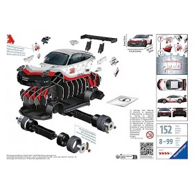 Ravensburger - Puzzle 3D Véhicules - Porsche 911 GT3 Cup avec Grille de Construction - A partir de 10 Ans - 108 pièces numéro