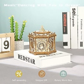 ROBOTIME 3D Puzzle en Bois Maquette Treasure Box Casse Tete Adulte Mécanique Boîte à Musique Kit de Construction Artisanale e