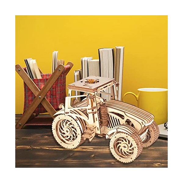 GuDoQi Puzzle 3D Bois, Tracteur en Bois avec Moteur à Bande de Caoutchouc, Maquette en Bois a Construire Adulte Adolescents, 