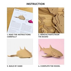 Ensemble de Puzzle 3D CARTONIC - Requin - Puzzle 3D en Carton - Le Carton se transforme en Une Figure en Relief Shark Age 14 