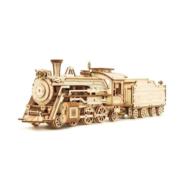 YLME Puzzle en Bois 3D, Modèle De Construction De Train À Vapeur DIY, Kits De Construction De Modèles De Locomotives À Assemb