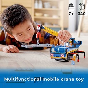 LEGO City Mobile Crane 60324 Kit de construction,Comprend des figurines conducteur et ouvrier,Pour garçons et filles à partir