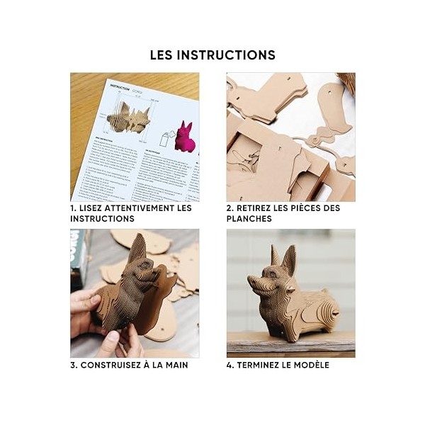 Ensemble de Puzzle 3D CARTONIC - Modèle de Chien Corgi en Carton recyclé | Activité Amusante et captivante pour Tous Les âges