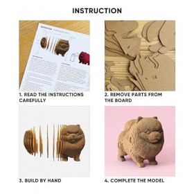 Ensemble de Puzzle 3D CARTONIC - Pomeranian Spitz - Dog - Puzzle 3D en Carton - Le Carton se transforme en Une Figure en Reli