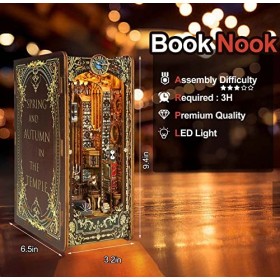 Book Nook, puzzle 3D, maison de poupée, coin bibliothèque, décoration dinsertion, livre de firefly forest, kit de maison min