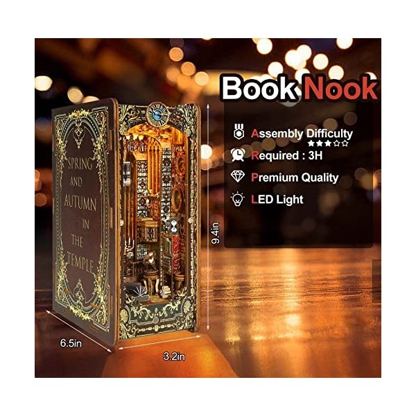 Book Nook, puzzle 3D, maison de poupée, coin bibliothèque, décoration dinsertion, livre de firefly forest, kit de maison min