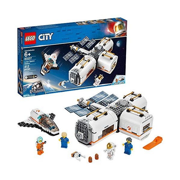 LEGO City Space Lunar Space Station 60227 Space Station Building Set with Toy Shuttle, Detachable Satellite and Astronaut