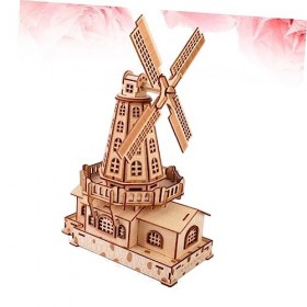 Toyvian Puzzle De Moulin À Vent 3D Bricolage Puzzle De Moulin À Vent Puzzle en Bois De Bambou Enfant en Bas Âge